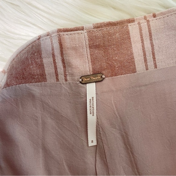 Free People Tuscan Sunrise Linen Wrap Skirt in Pink combo- Size 8 - Picture 5 of 11